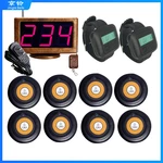 Wireless Calling System 1 Host LED Display Receiver + 8 Buttons Transmitter +2 Wrist Watches Waiter for Restaurant Equipments