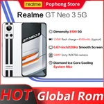 Global Rom Realme GT Neo 3 12GB 256GB 5G MobilePhone 6.7 inch 120Hz Display Dimensity 8100 5G Ocat Core 80W/150W FastCharge