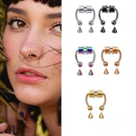 Fake Piercing Nose Ring Stainless Steel Magnet Nose Ring Septum Rock Hip Hop Ladies Fashion Punk Body Jewelry Gift Fake Piercing