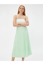 Koton Midi Skirt with Pleated Chiffon Elastic Waist.