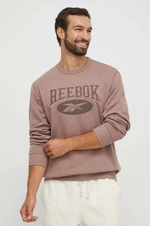 Mikina Reebok Classic pánska, hnedá farba, s nášivkou