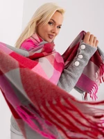 Pink and red checkered women's scarf