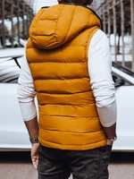 Men's quilted vest with hood yellow Dstreet