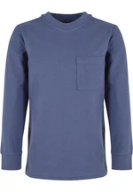 Boys' long-sleeved T-shirt with a pocket blue