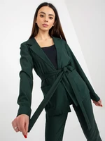 Dark green blazer with pockets and belt