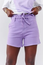 Purple short denim shorts