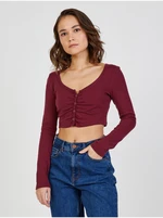 Vínový crop top TALLY WEiJL - Dámské