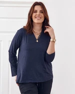 Classic navy blue blouse with a V-neck