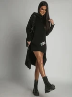 Asymmetrical oversize black hooded tunic