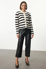 Trendyol Stone Striped Jacket Look Knitwear Cardigan