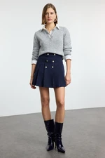 Trendyol Navy Blue Button Detail Pleated Skirt