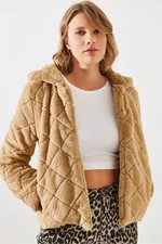 Bianco Lucci Women's Hooded Quilted Plush Coat