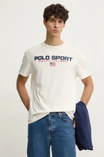 Bavlněné tričko Polo Ralph Lauren bílá barva, s potiskem, 710750444