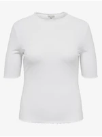 White Women's Ribbed T-Shirt ONLY CARMAKOMA Ally - Women