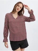 Orsay White-Red Ladies Patterned Blouse - Ladies