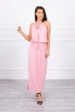 Boho dress with a fly in powder pink