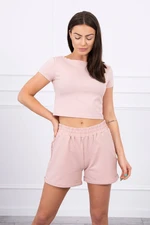 Cotton set with shorts dark powder pink