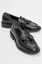 LuviShoes LILY Black Matte Patent Leather Women's Loafers