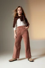 DEFACTO Girl's Wide Leg Velvet Sweatpants