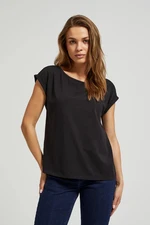 T-shirt with round neckline, black