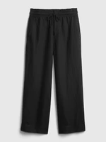 GAP Nohavice high rise wide-leg pants in linen-cotton Čierna