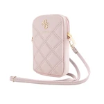 Taška Guess PU Quilted 4G Metal Logo Wallet Phone Bag Zipper, růžová