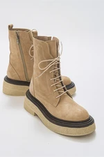 LuviShoes Pearl Beige Suede Women's Boots From Genuine Leather.