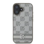 Zadní kryt DKNY PU Leather Checkered Pattern and Stripe pro Apple iPhone 16, béžová