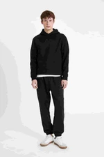 DEFACTO Men's Black Regular Fit Regular Cut Zipper Pocket Elastic Leg Sweatpants