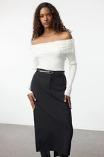 Trendyol Ecru Carmen Collar Draped Detail Knitwear Sweater