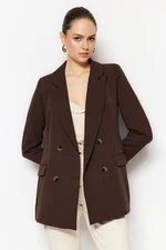 Trendyol Dark Brown Lined Double Breasted Blazer Jacket