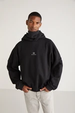 GRIMELANGE Joshua Men's Hooded Oversize Black Collar Sweatshir