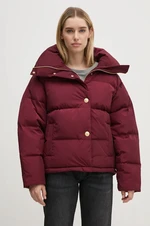 Péřová bunda Tommy Hilfiger dámská, vínová barva, zimní, oversize, WW0WW43158