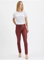 Vínové dámske skinny fit nohavice ORSAY