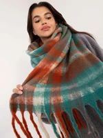 Green-orange women's scarf with fringe