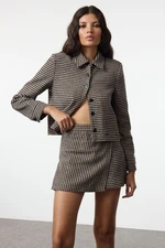 Trendyol Beige Houndstooth Patterned Woven Shorts Skirt