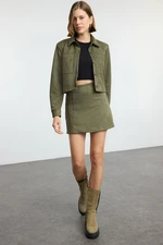 Trendyol Khaki Suede Fabric A-line Mini Skirt