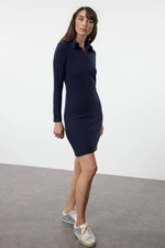 Trendyol Navy Blue Fitted/Fits Body Ribbed Knit Dress