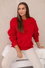 Insulated cotton sweatshirt with decorative bows Red