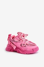 Children's sneakers decorated with sequins pink Liatoma