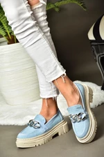 Fox Shoes K294760010 Blue Denim Fabric Thick Soled Women's Casual Shoes