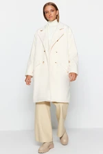 Trendyol Oversized Ecru Wide Cut Long Stitched Coat