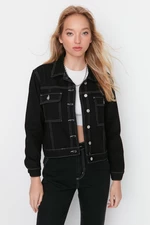 Trendyol Denim Jacket with Contrast Stitching in Black