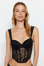 Trendyol Black Lace Underwire Push Up Bustier