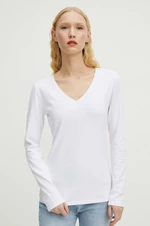 Bavlnené tričko s dlhým rukávom Medicine dámske, biela farba