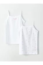 LC Waikiki Girl Kid's Undershirt, Square Collar, Straps, Cotton 2-Pack