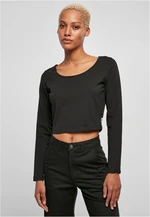 Women's Organic Black Long Sleeve Wide Neck