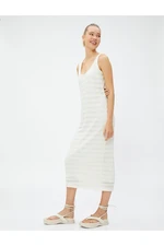 Koton Midi Dress Strap U Neck Textured Lined