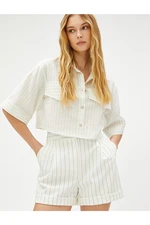 Koton Oversized Crop Shirt with Pocket Detail