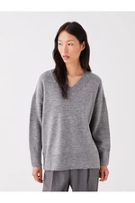 LC Waikiki Women's V-Neck Straight Long Sleeve Oversized Knitwear Sweater